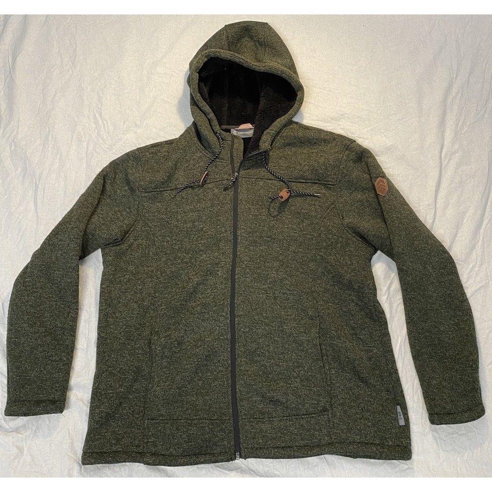 Free Country Sherpa Lined Hooded Jacket Mens XXL Green Full Zip‎ Outdoor